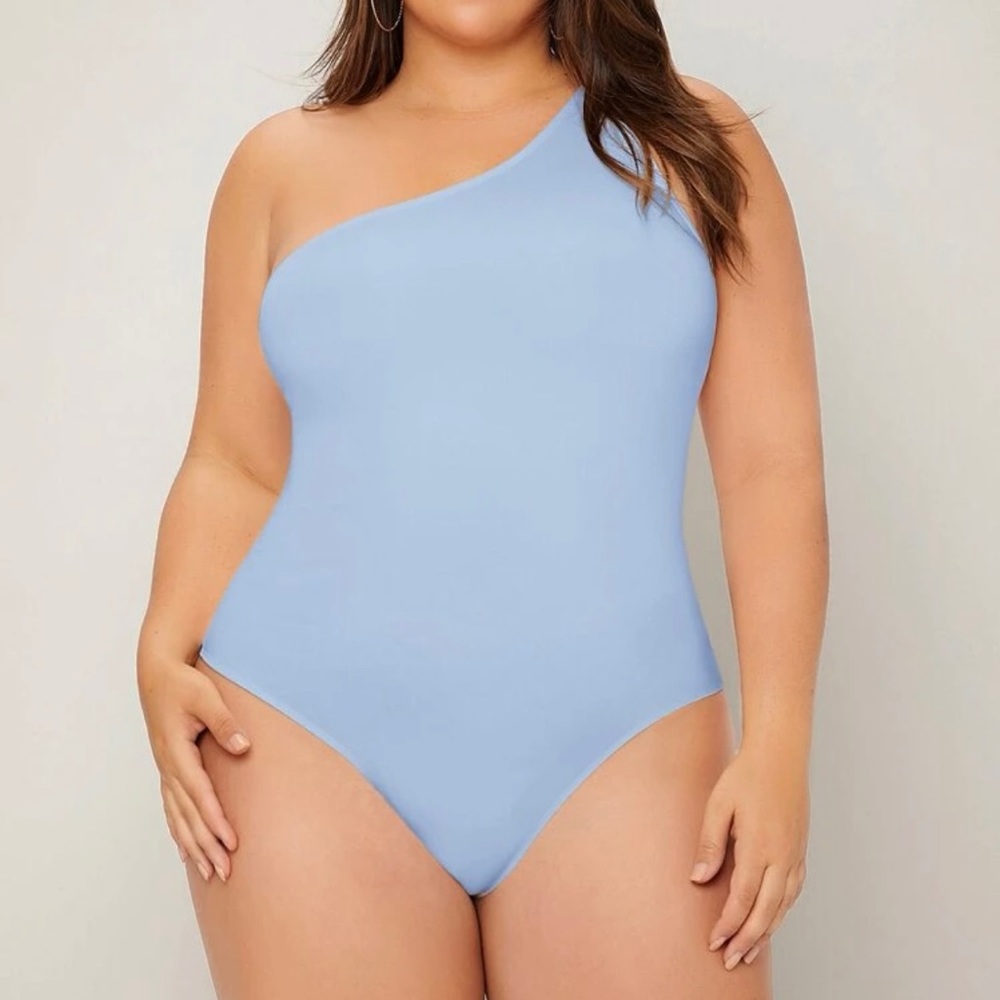 Brand new! Shein baby blue one shoulder bodysuit size size 14 XL
